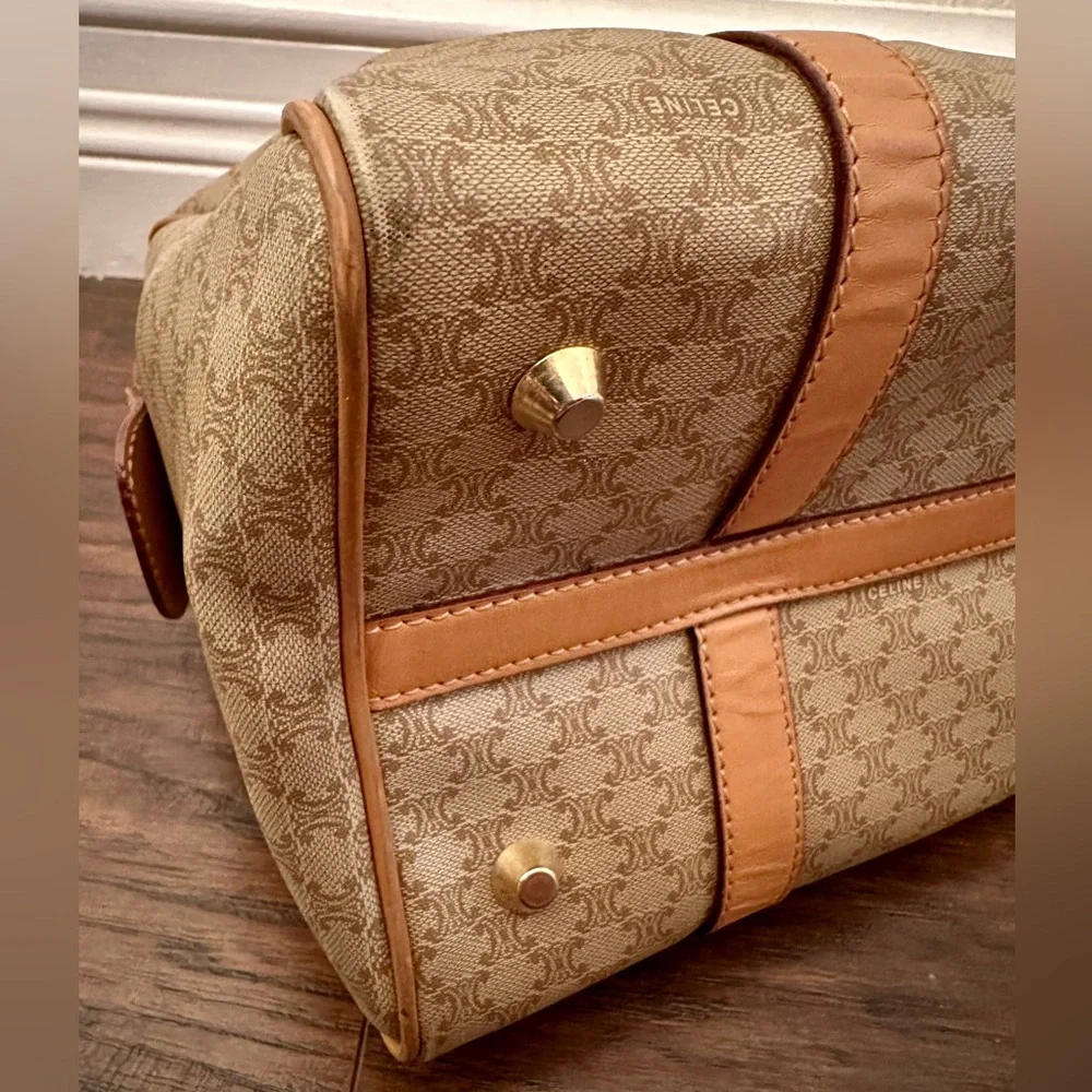 Celine Macadam Boston Bag Beige / Light Brown Coated Canvas - Picture 14 of 16